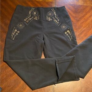 Black Skinny Pants with Gold Embellishments